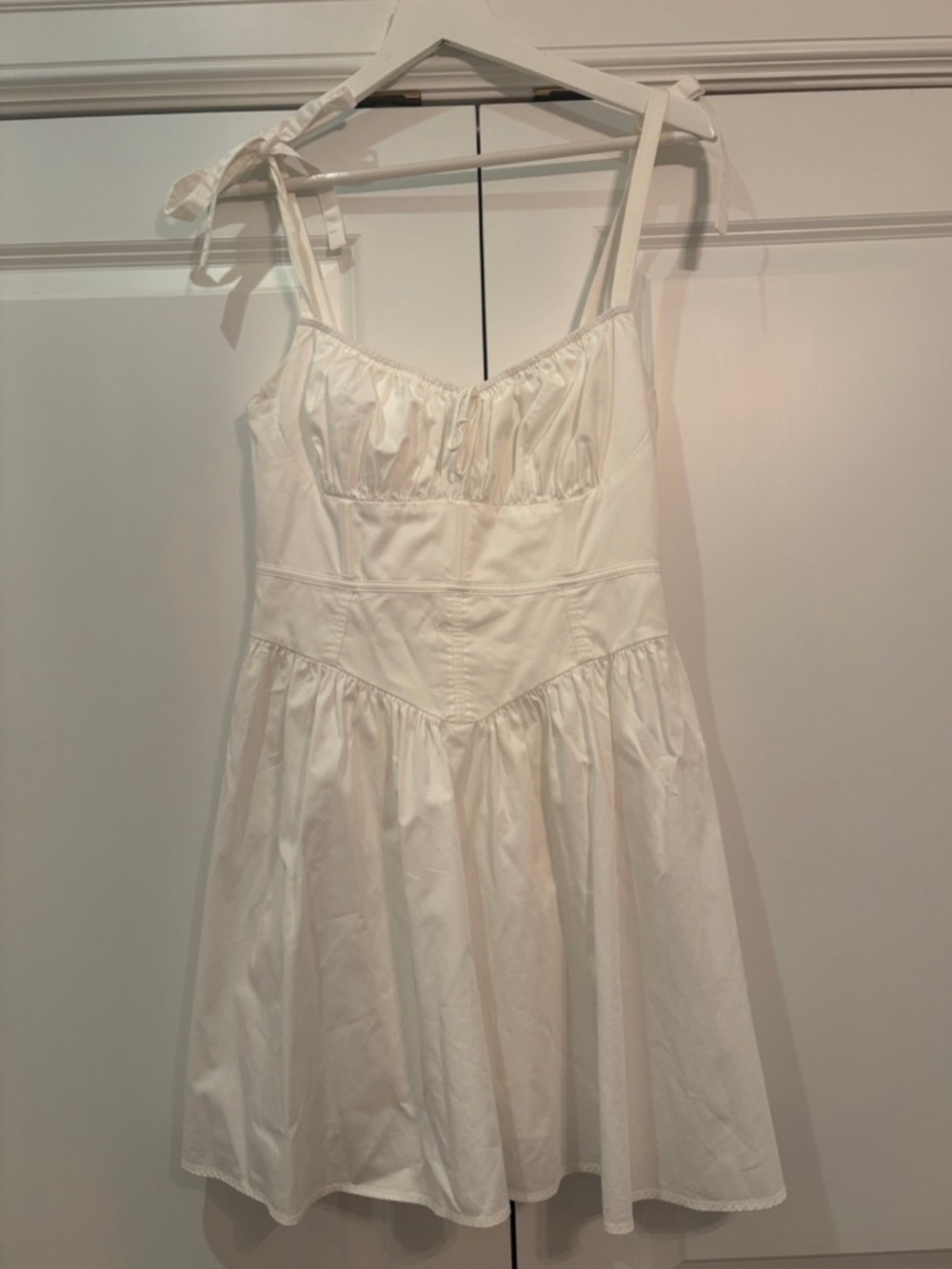 White Tie-Shoulder Mini Dress